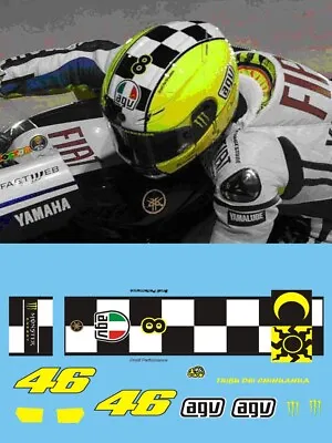 Rossi Monster Fluorescent Helmet Decals 1:12 Scale - From 2009 Test • £5