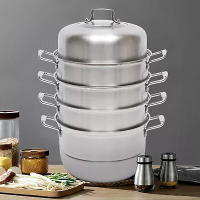 Stainless Steel 5 Tier Pot Steaming Food Steamer Cooking Cooker Cookware Large • $72