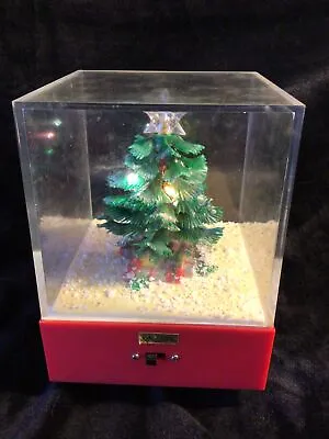 Vintage Revolving Musical Christmas Tree Lights Diorama Hong Kong Decor Ornament • $30