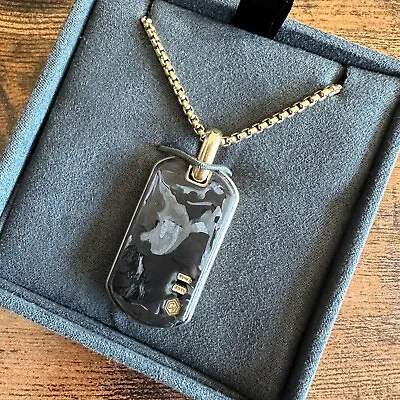 David Yurman Forged Carbon Dog Tag Necklace In 18K Gold - 42mm - 22  - RARE • $4795