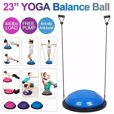 $50.34 • Buy 23  Balance Ball Trainer Half Yoga Exercise Ball Fitness Gym Equipment+Pump Band