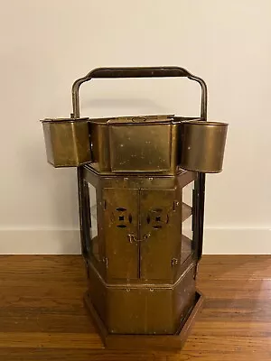 Vintage Hexagon Brass Thai Noodle Stand Cart With Accessories No Lantern • $89