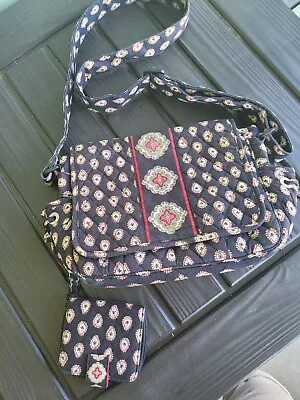 Vera Bradley 2006 Classic Black Retired Pattern Medium Purse And Wallet Quilted • $29.99