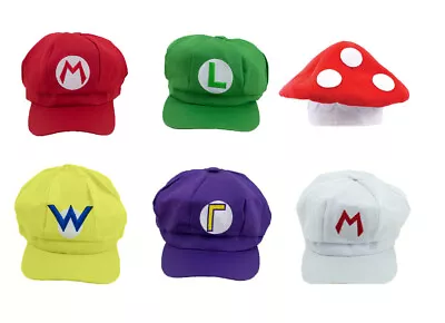 Super Mario Bros Luigi Wario Waluigi Hat Cap Fancy Dress Cosplay Costume Party • £2.99