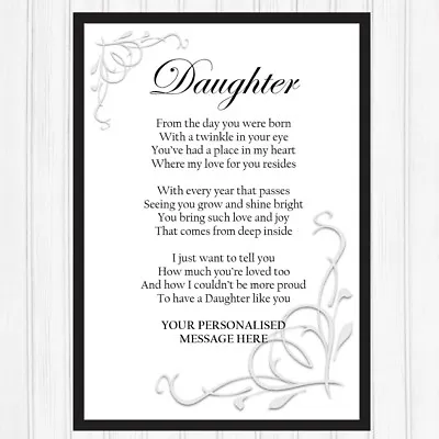 Daughter Gifts. Personalised Gifts For Daughter. Keepsake Poem PRINT ONLY Poem • £4.99