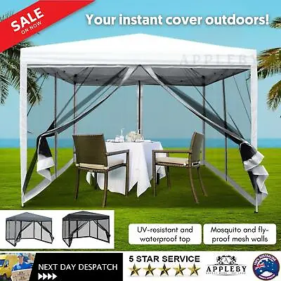 $142.95 • Buy Portable Gazebo 3x3m Shelter Camping Pop Up Marquee Tent Folding With Side Wall