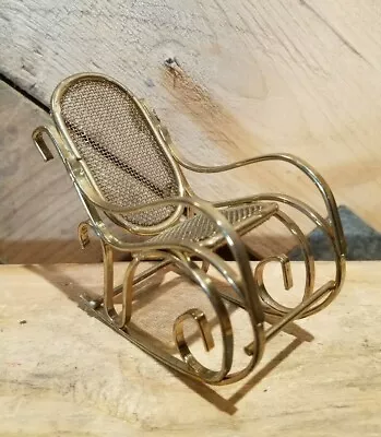 Brass Rocking Chair Dollhouse Miniature Doll House 2 3/8  Vintage  Swanky Barn • $7.95