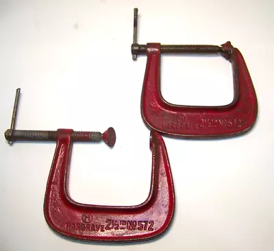 2-Vintage Cincinnati Tool Co  Hargrave No.572  C  Clamp 2 1/2  Red • $18.95