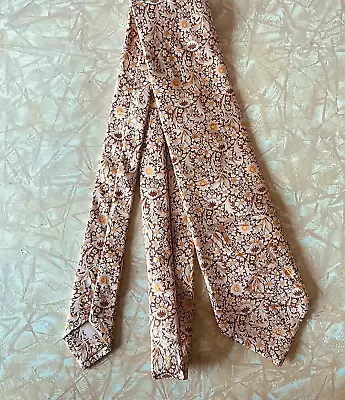 BRIONI Necktie 100% Silk-Golden Floral Print- Hand Made In Italy- Beautiful Tie • $19.95