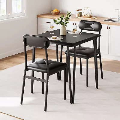 3 Piece Dining Table Set For 2 W/2 Upholstered Chairs Dinette For Small Kitchen • $112.33