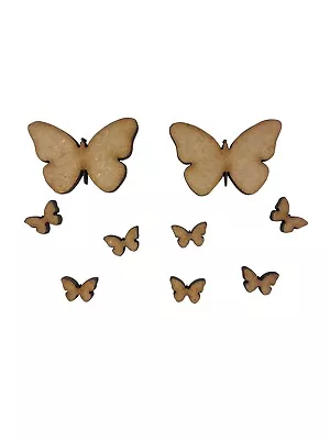 20/60x Butterflies 1/3cm Wood Craft Embelishments Laser Cut Shape MDF  • £2.99