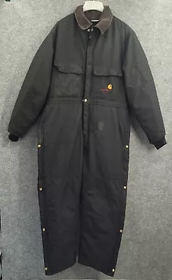 Vintage Carhartt Arctic Quilt Lined Yukon Extreme Coveralls Zip Leg Black *HEAVY • $60