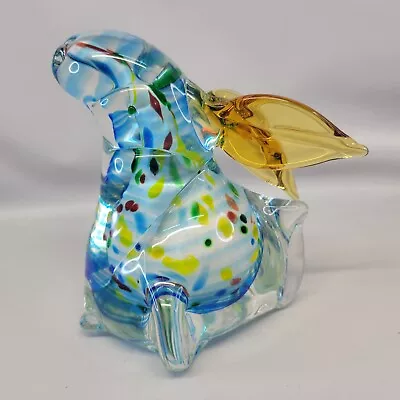 Hand Blown Murano Glass Sommerso Tapir Rabbit Paperweight Figure Color Dots • $59.95