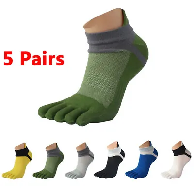 £4.44 • Buy 5Pair Men Cotton Toe Socks Five Finger Solid Sport Ankle Breathe Low Cut Socks H