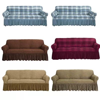 $12.95 • Buy Stretch Seersucker Sofa Slipcover Couch 3D Bubble Lattice Sofa Cover W Skirt