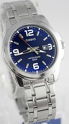 Casio MTP1314D-2AV Men's Blue Analog Watch Steel Band Heavy Date Display New • $37.95