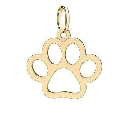 Solid 9ct Gold Dog Or Cat Paw Print Outline Pendant Charm • £42