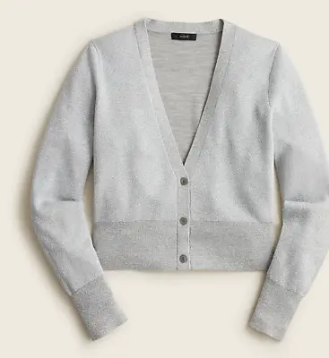 J Crew Women's Merino Wool Metallic Cropped Cardigan Sweater Size M • $13