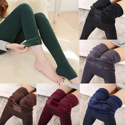 Fashion Women Winter Warm Solid Fleece Lined Thermal Stretchy Leggings Pants • $14.89