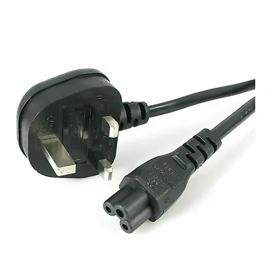 £4.59 • Buy Mains Dell HP Power Lead UK 3-Pin Plug C5 IEC Clover Leaf Cable For Laptop