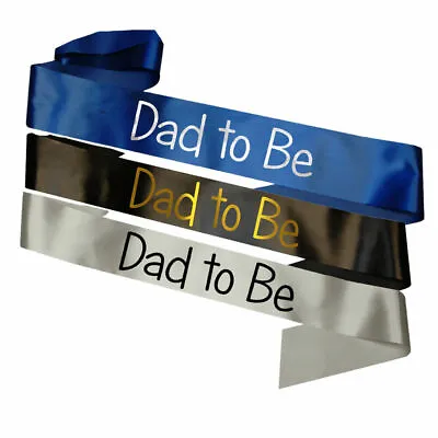 New Dad To Be Sash Baby Shower Party Blue Black Favour Gift Decoration Maternity • £4.95