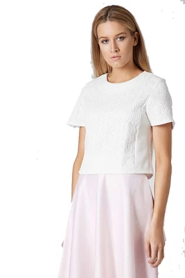 £9.99 • Buy Women's Topshop Casual White Jacquard Front Tee