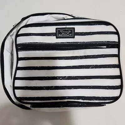 Scout Mini Cooler Lunch Box Bag Black And White Stripes - STAINED • $20