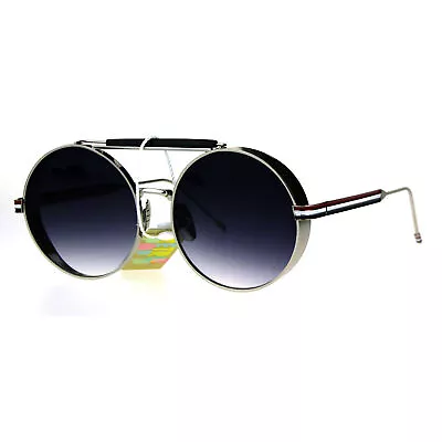 Mens Luxury Steampunk Side Visor Round Circle Sport Metal Rim Sunglasses • $9.95