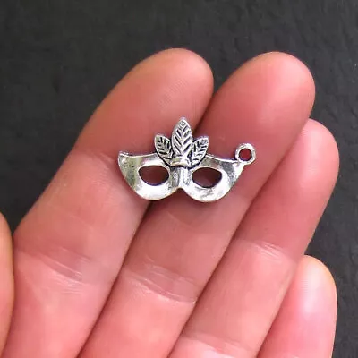 8 Mask Charms Antique Silver Tone Masquerade Design - SC311 • $4.99