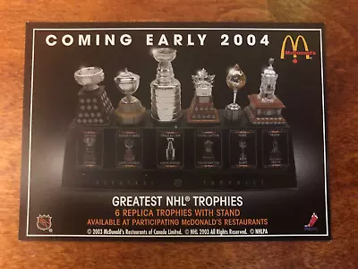 NHL Mcdonalds Greatest NHL Trophies Promo Card • $7.32