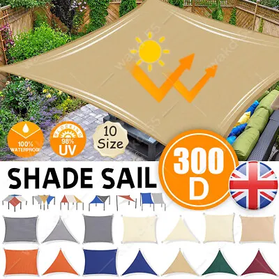 Waterproof Heavy Duty Sun Shade Sail Garden Patio Awning Canopy 98% Uv Block • £26.99