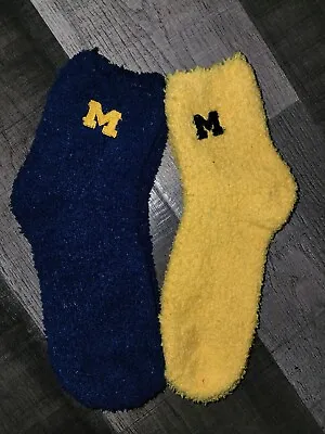Michigan Wolverines Women's Soft Fuzzy Fluffy NCAA Ankle Sleep Socks 2 Pair Set • $9.49