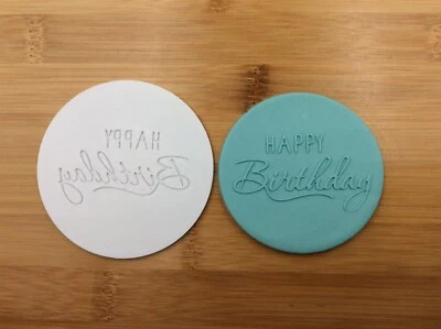 $10.96 • Buy Happy Birthday Fondant Debosser 8cm White Pop Up Pattern Stamp