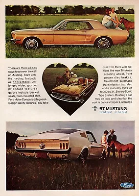 1967 Ford Mustang Coupe Fastback & Convertible Original Print Ad • £15.87