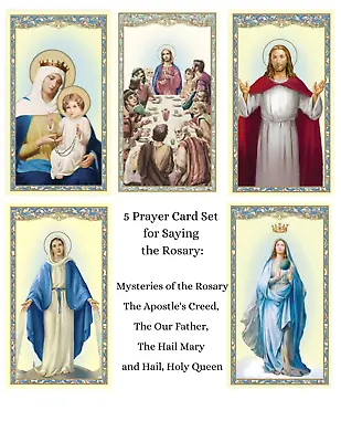 5 Prayer Card Lot For Saying Rosary Catholic Our Father Hail Mary Apostles Creed • $3.89