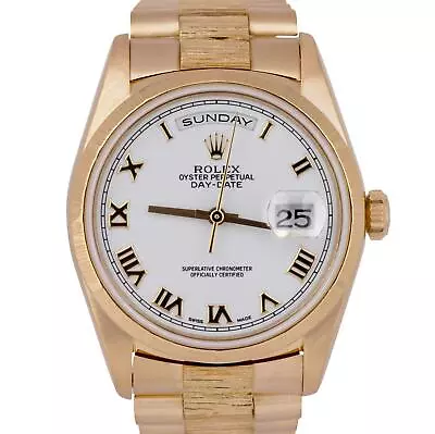 MINT Rolex Day-Date 36 Presidential White 18K Bark Double QuickSet Watch 18248 • $13993.93