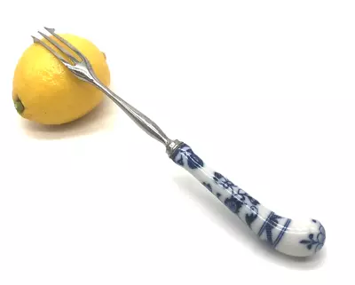 A. E. Lewis Sheffield Floraine Blue Onion Fish Fork • $25