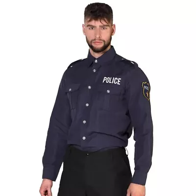Mens Police Costume Shirt Adult Cop Fancy Dress TV Film 999 Emergency Hero Top • £34.99