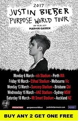 $14.50 • Buy JUSTIN BIEBER  2017 PURPOSE  Australian  Laminated Tour Poster