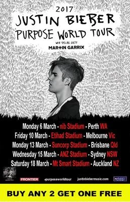 $14.50 • Buy JUSTIN BIEBER  2017 PURPOSE  Australian  Laminated Tour Poster