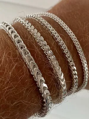 Real Solid 925 Sterling Silver Franco Bracelet 2.5-5mm ITALY MADE Men's Pulsera • $32.38