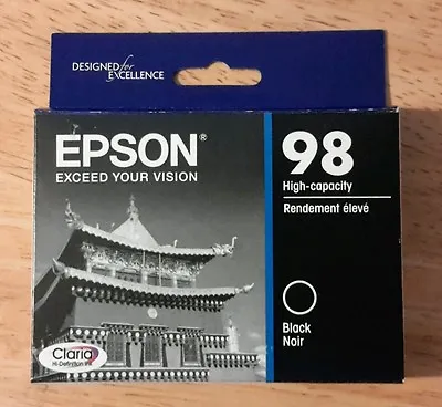 04-2021 Genuine Epson 98 Black Ink T0981 T098120 Artisan 835 837 High Capacity • $25.89