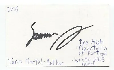 Yann Martel Signed 3x5 Index Card Autographed Signature Life Of Pi Author • £42.75