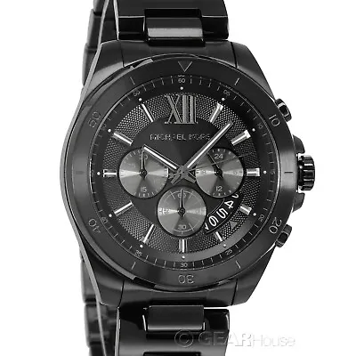 Michael Kors Brecken Mens Chronograph Watch Black Dial Stainless Steel Band • $126.38