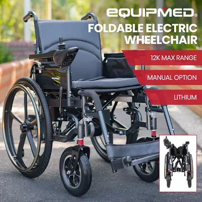 EQUIPMED Electric Wheelchair Folding Long Range Power Lithium Motorised Foldable • $1060