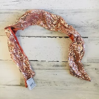 NWOT Free People Wire Tie Sequin Bow Bunny Ear Headband Rose Gold One Size • $10.79