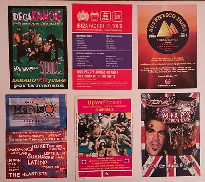 6 X A6 Ibiza Club/rave Flyers From 1996 & 1997 - Space/up Yer Ronson/amnesia :) • £10