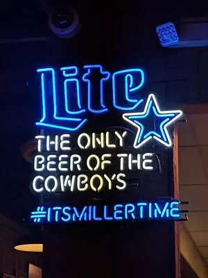 Miller Lite Time Dallas Cowboys Neon Light Sign 24 X20  Beer Bar Decor Lamp • $246.86