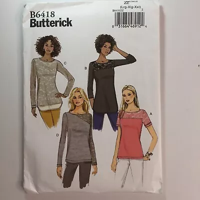 Butterick 6418 Top T Shirt Long Sleeve Yoke Layer Ladies New Uncut Pattern • £12.50