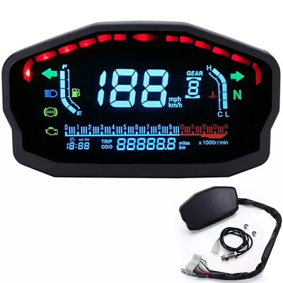 Universal LCD Backlight Motorcycle Odometer Digital Speedometer Tachometer Gauge • $48.66